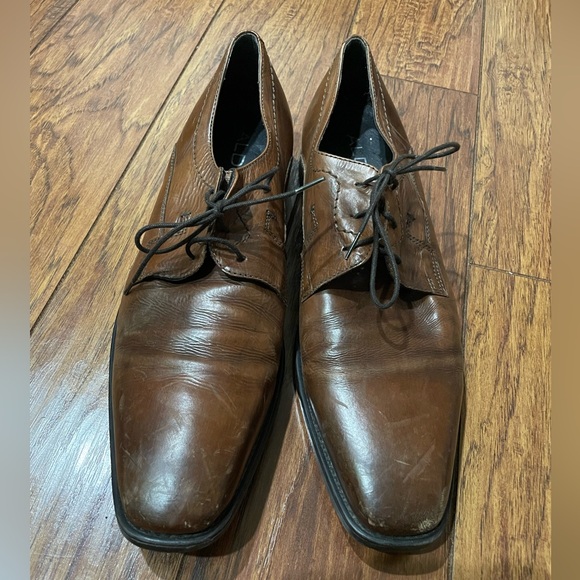 Mens Aldo Dress Shoes Brown Lace Up 44 Romania Leather - Picture 2 of 7